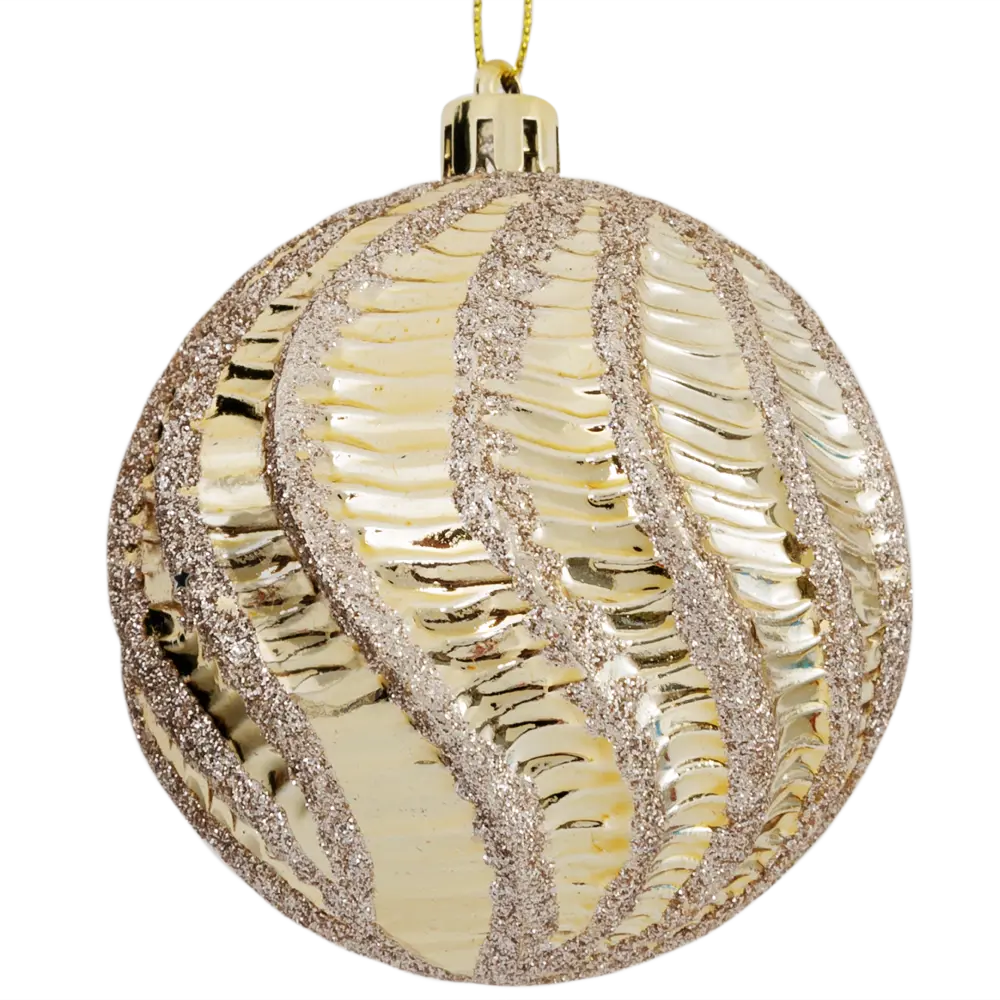 85156512 Елочный шар «Изгибы» ø8 см пластик золотой STLM-0956810 Santreyd  - Вид №1