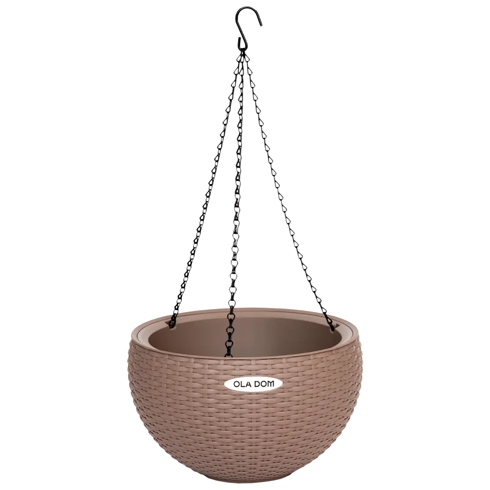 Подвесное кашпо Oladom Rattan Ø34 h20.9 см v5 л пластик серый без автополива 89446366 STLM-2026178 Santreyd - Вид №1
