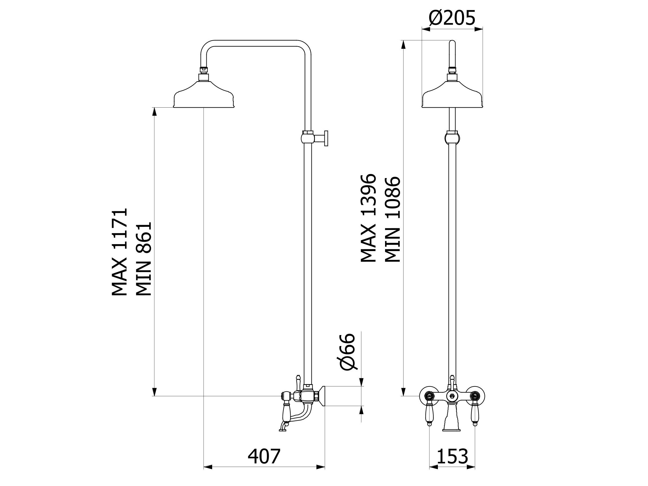Настенная душевая колонна с переключателем IB Hermes + Hermes Elle ARCH-00010660 - Вид №5
