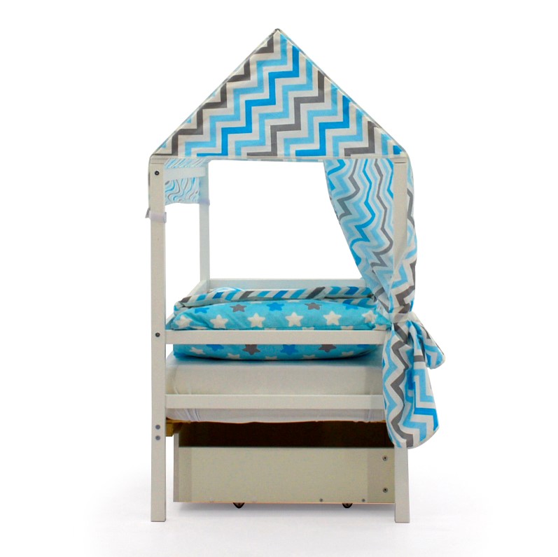 Крыша для кровати-домика текстильная Svogen зигзаги синий, голубой, графит, фон белый БЕЛЬМАРКО  00-3833101 Голубой Santreyd  - Вид №3