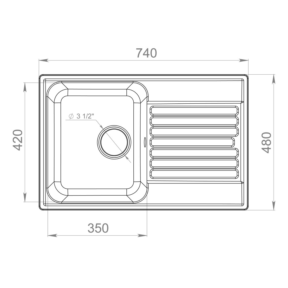 RQ144 антрацит Мойка кухонная прямоугольная Raiber  - Вид №1