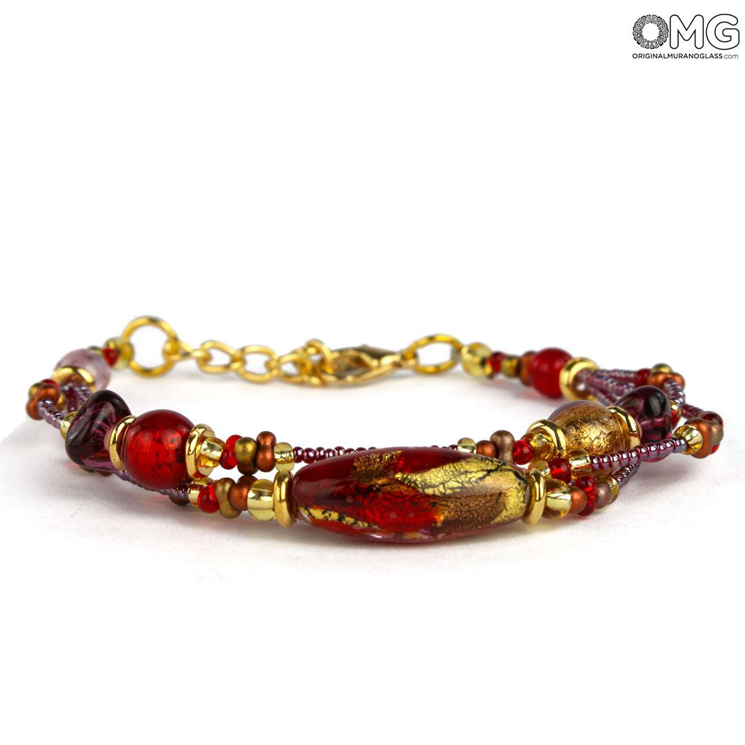 3726 ORIGINALMURANOGLASS Браслет Аврора - с золотом - муранское стекло OMG 18 см  - Вид №1