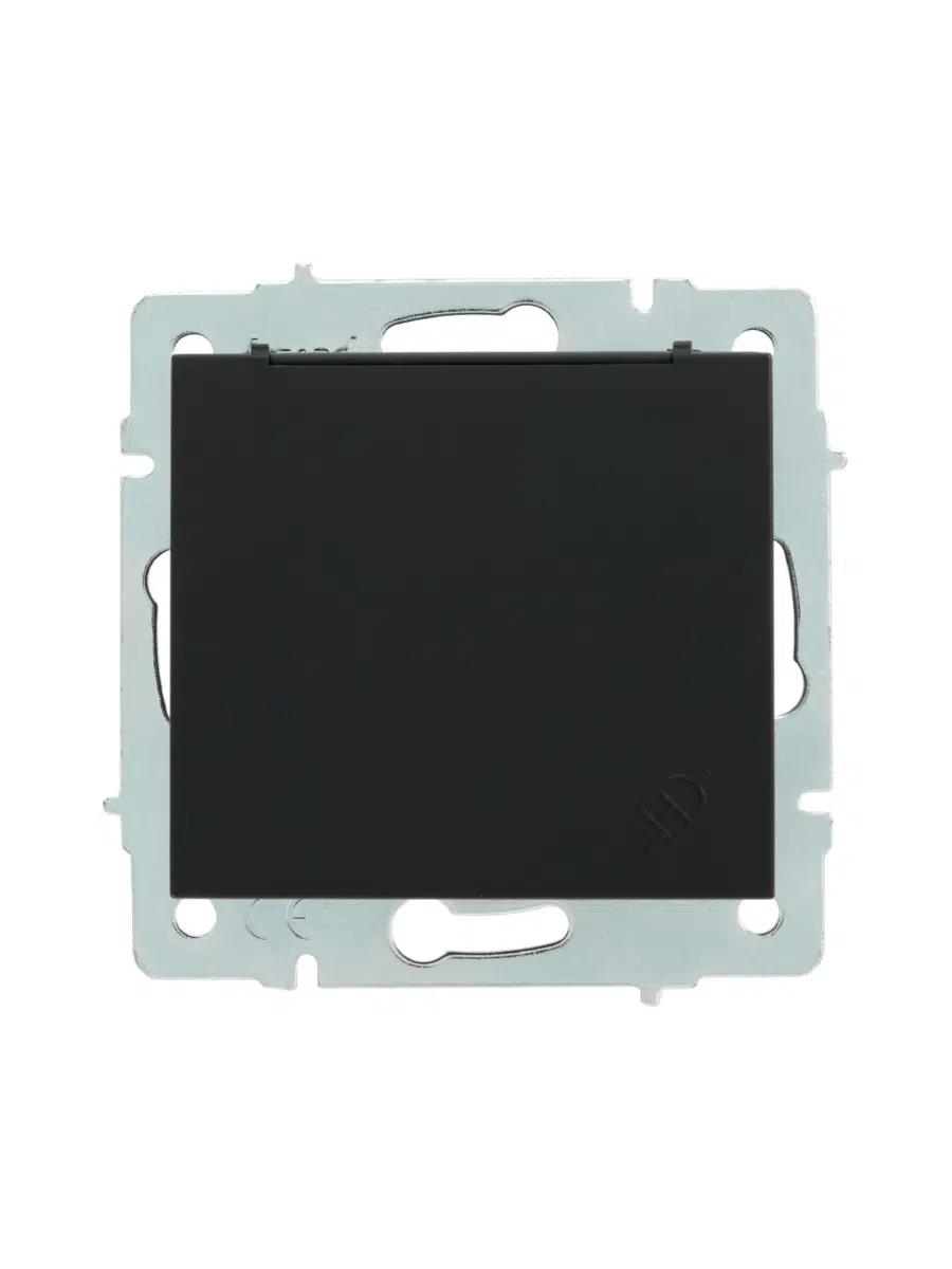 RAIN Розетка сз с крышкой (керамика) (механизм) без рамки черный LEZARD 703-4288-123 - Вид №1