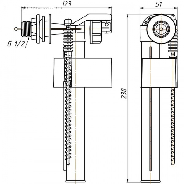 Арматура Ани Пласт с боковой подводкой 1/2 кнопка хром эконом WC6050М WC6050М 14148 - Вид №1