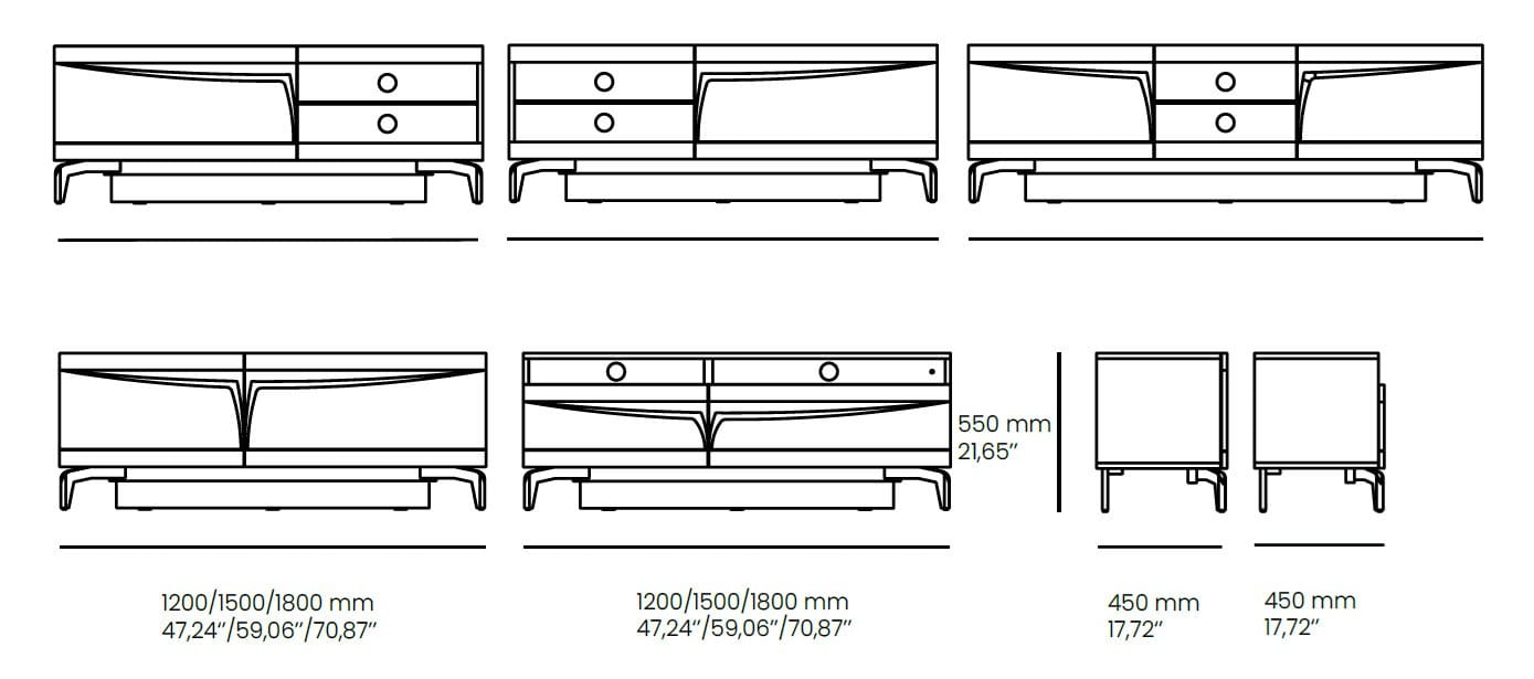 Низкий деревянный шкаф для телевизора с распашными дверцами animovel Iris ARCH-00148977 - Вид №3