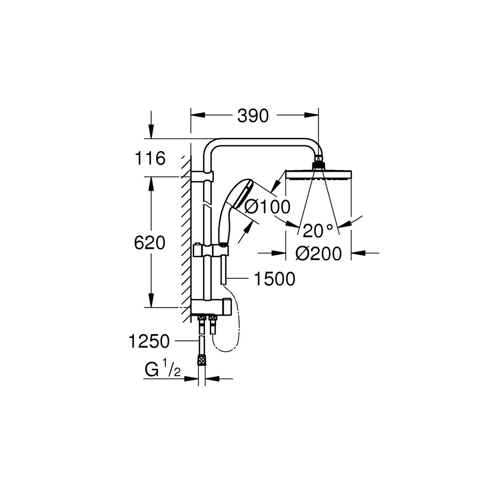 Grohe Tempesta — душевая система с тропическим душем и 4 режимами 18823611 STLM-0013009 - Вид №10