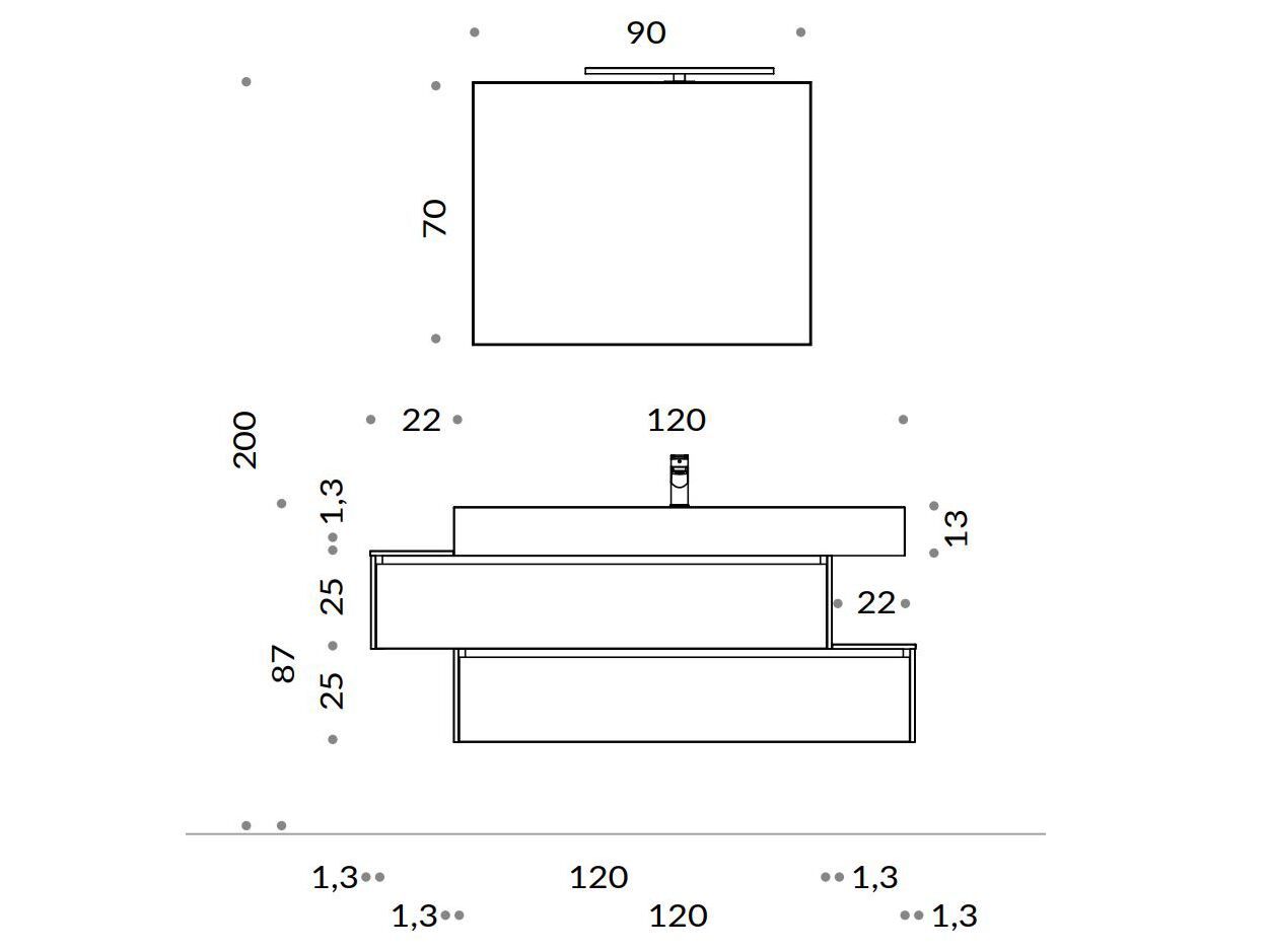 Одноместный подвесной умывальник с ящиками Gruppo Geromin Change ARCH-00022081 - Вид №1