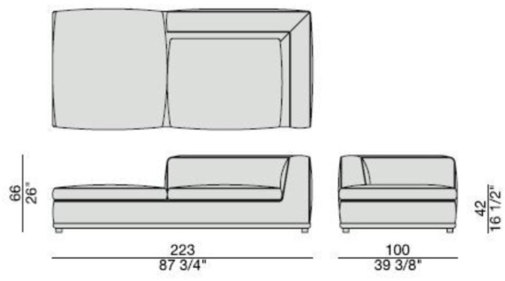 Porada Кожаный диван с шезлонгом Iron sun-id-1465994 - Вид №5