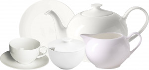 10655216 Dibbern Сервиз чайный Dibbern Белый декор на 6 персон 21 предмет, фарфор Фарфор костяной