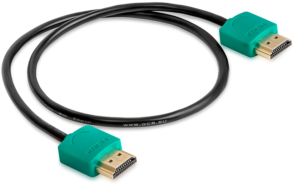 GCR-HM520-1.5m кабель 1.5m hdmi версия 1.4, черный, зеленые коннекторы, slim od3.8mm, 32/32 awg, позолоченные контакты, ethernet 10.2 гбит/с, 3d, 4k, premium , экран Greenconnect Santreyd  - Вид №3