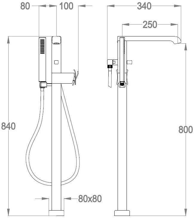 Fir Italia Смеситель для ванны напольный с ручным душем Déco 87 8733052 - Вид №1