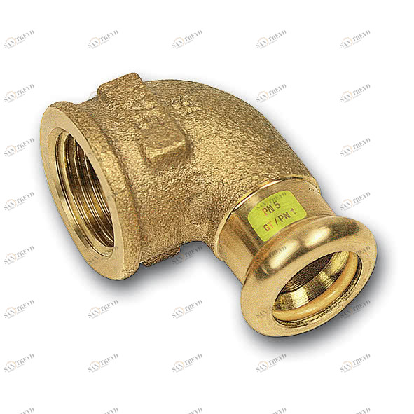 1110901512 SANHA 11090G пресс-фитинг газ, бронза, угловой переход ВПр-ВР 15x1/2 мм 