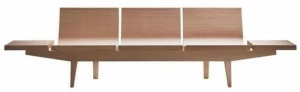 Andreu World 3-х местная скамейка из дуба со спинкой и столиками Trienal Bc7004
