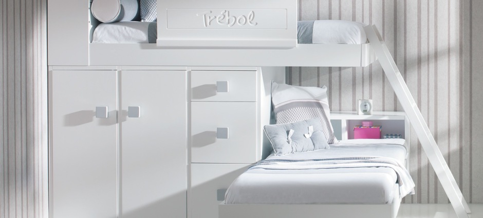 001106 Двухъярусная кровать и шкаф Trebol Linea Santreyd