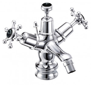 Burlington Смеситель для биде Birkenhead Regent с выталкивающим клапаном с черным акцентом BIR13 BLA