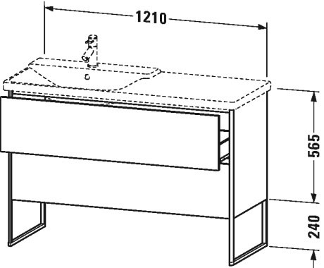 XS446600707 XSquare Тумбочка напольная Бетонно-серый матовый декор Duravit - Вид №1