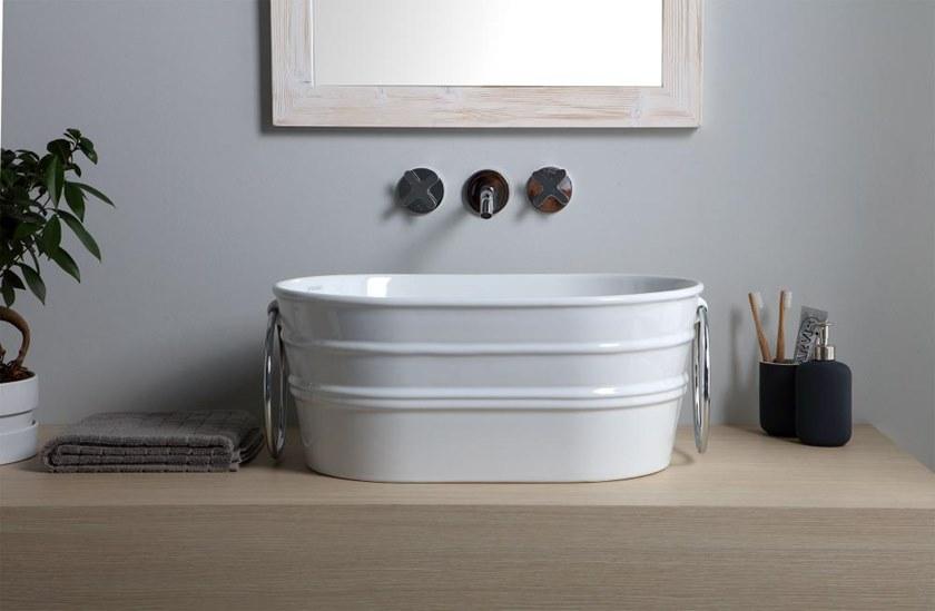 Tnz02o Подвесная раковина настенная овальная Horganica Tinozza белая - Вид №9