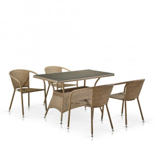 T198D/Y137C-W56 Light Brown 4Pcs Комплект мебели из иск. ротанга T198D/Y137C-W56 Light Brown (4+1) Afina