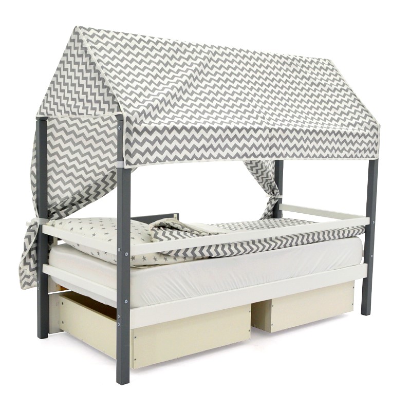 Крыша для кровати-домика текстильная Svogen зигзаги графит БЕЛЬМАРКО  00-3833092 Серый Santreyd  - Вид №3