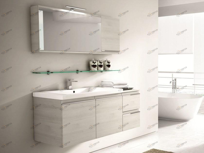 Ideagroup Тумба под умывальник подвесная с ящиками и зеркалом Mistral sun-id-1472281