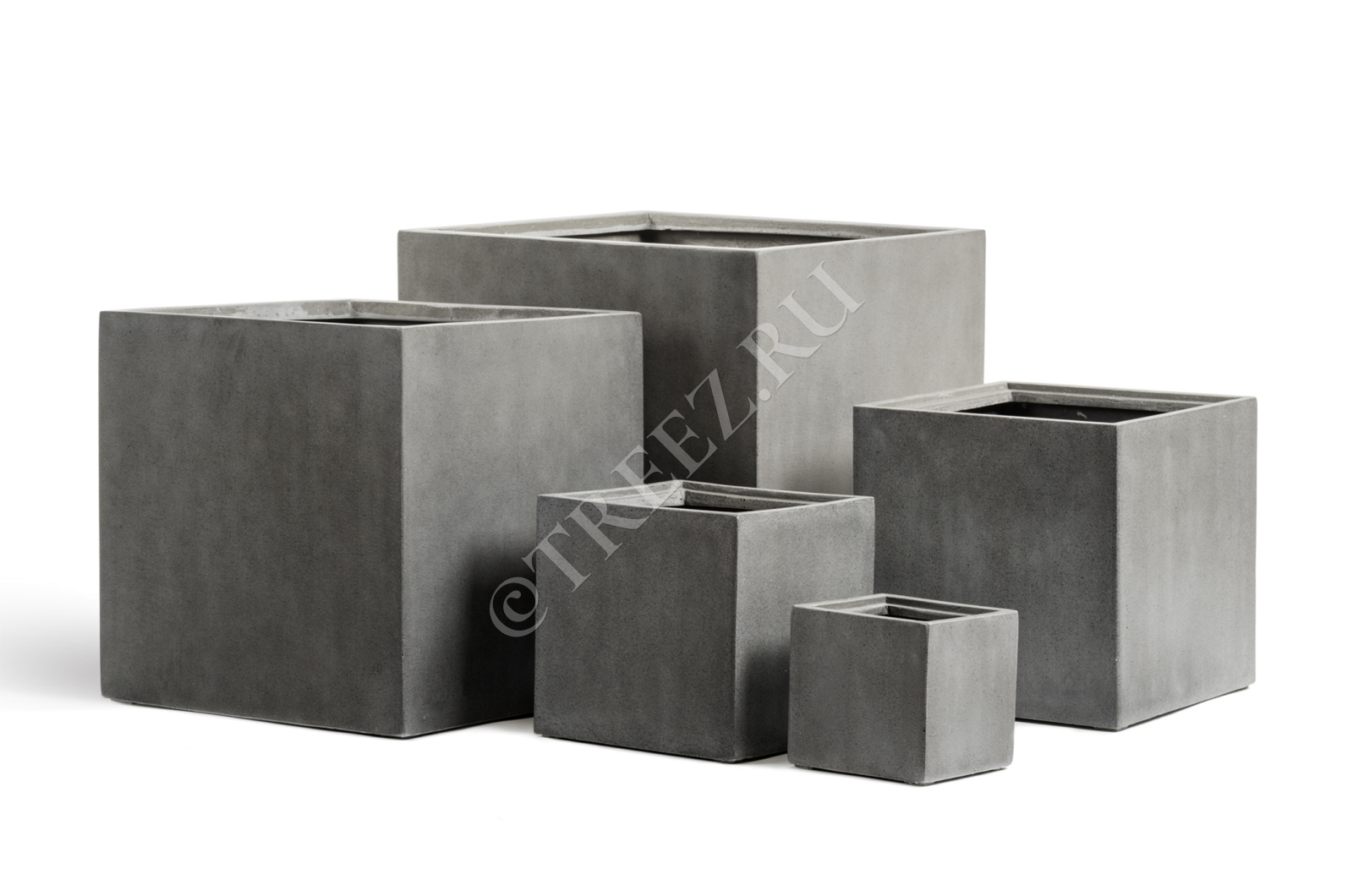 41.3317-02-005-GR/XL-40 Кашпо  Effectory - серия Beton - Куб (без вставок) - Тёмно-серый бетон Цветочная коллекция 