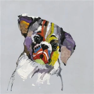 Картина на холсте 100х100 см "Собачья печаль" EVENHOME КАРТИНЫ МАСЛОМ 129869 Бежевый;серый;фиолетовый;разноцветный