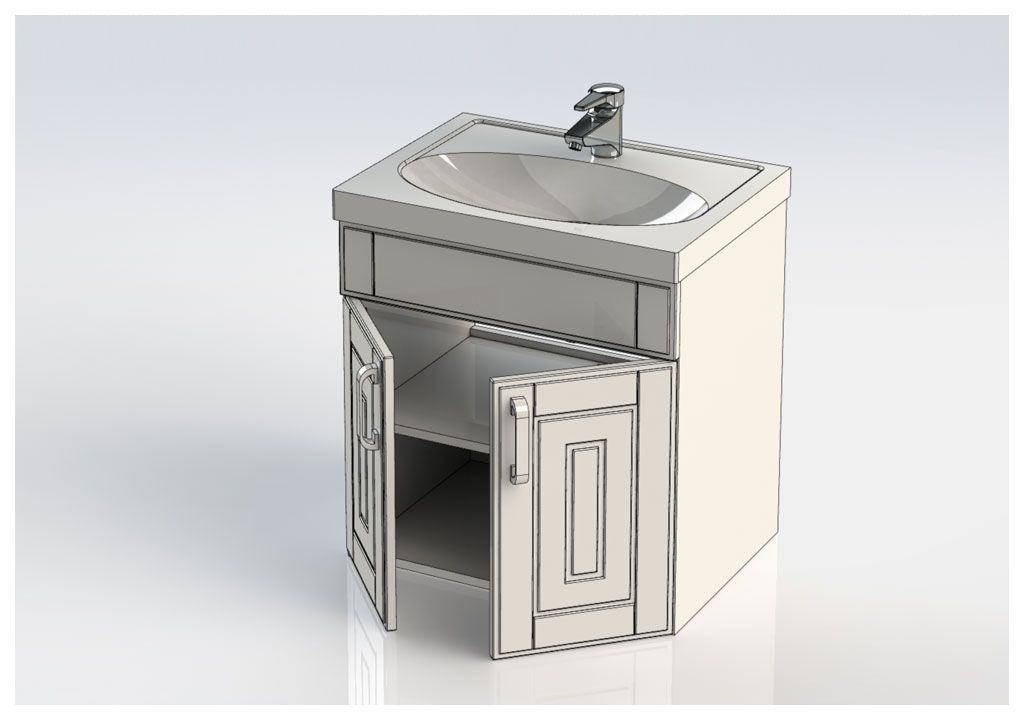 Тумба с раковиной Aquanet Рондо 60 белый (2 дверцы) 0018915600185476 - Вид №4