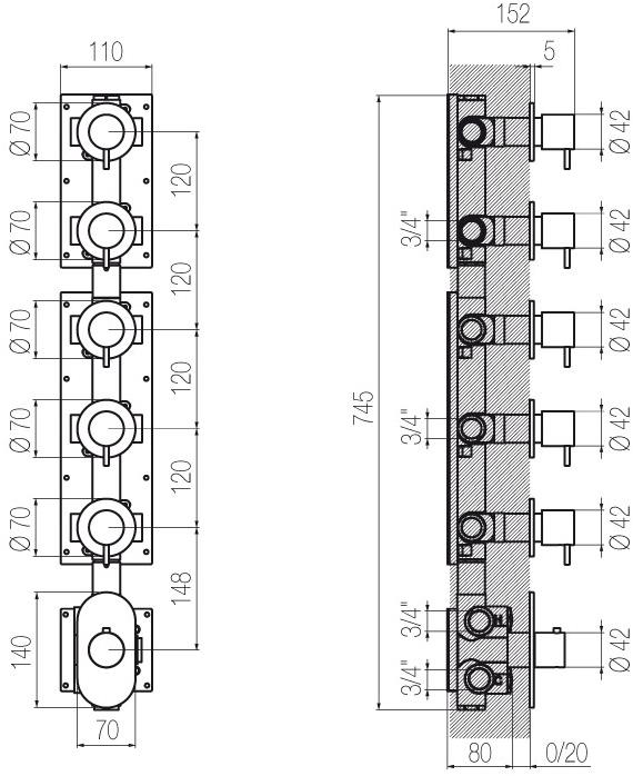 Radomonte Смеситель для душа из нержавеющей стали с переключателем Toki Tki58 - Вид №1