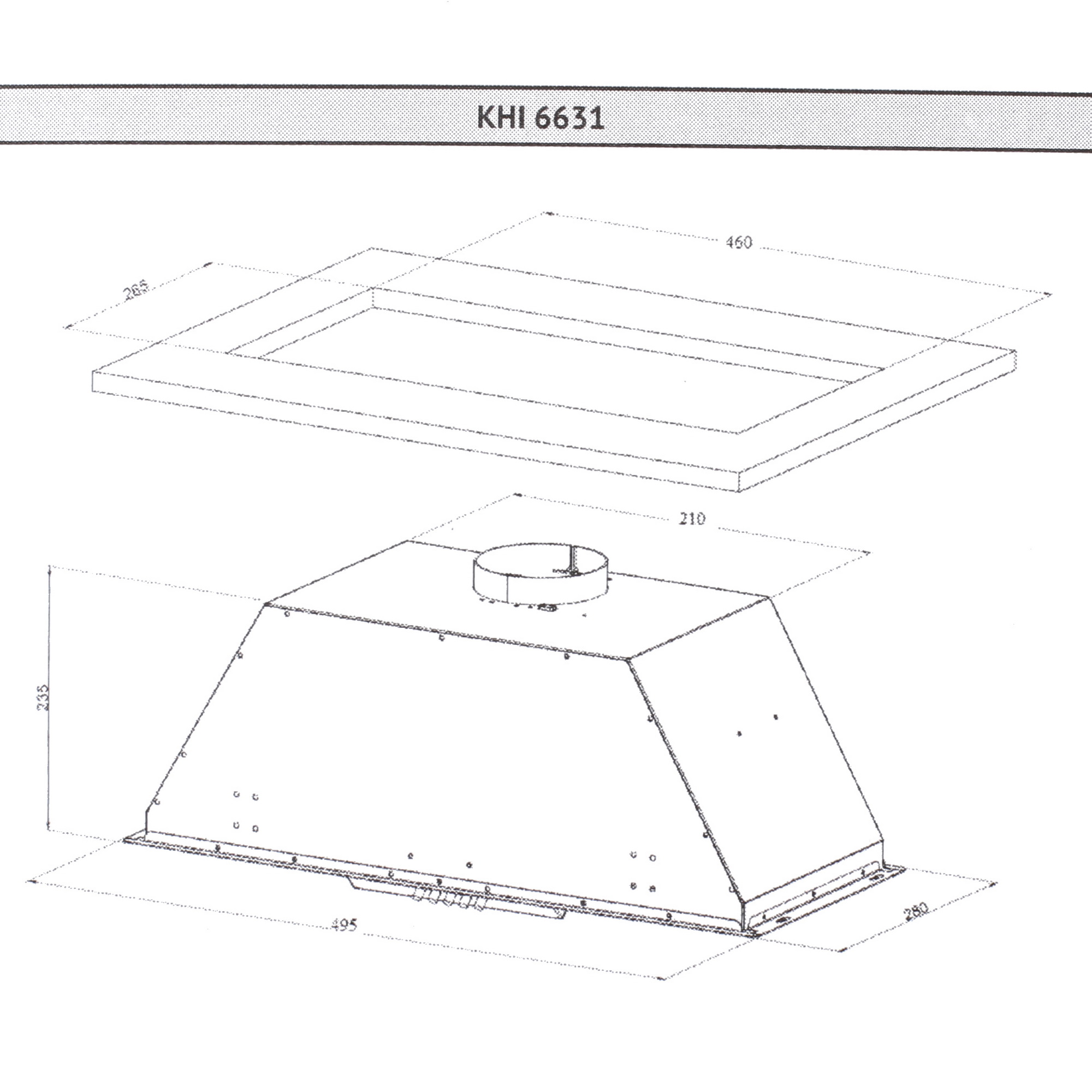 8169893 Вытяжка полновстраиваемая Korting KHI 6631 RB бежевый/золотистый STDN-0022395 - Вид №8
