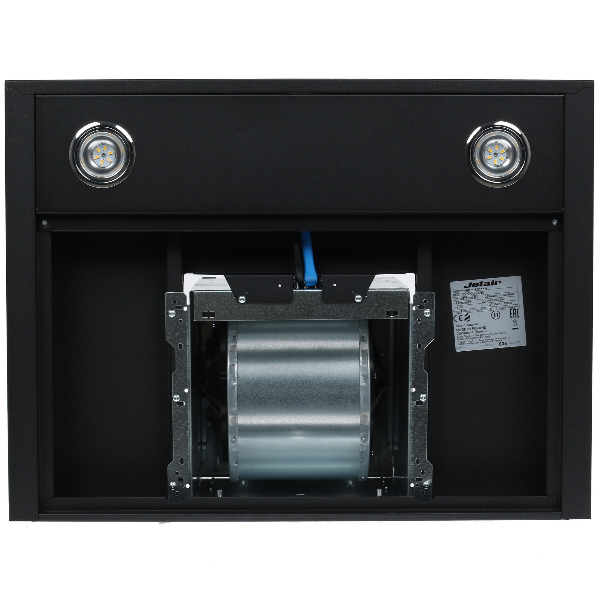 1106570 Вытяжка каминная Jetair TOUCH BL/A/60 черный/серый STDN-0016391 - Вид №6