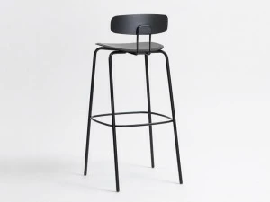 ZEITRAUM Барный стул из стали и дерева со спинкой и подставкой для ног Okito