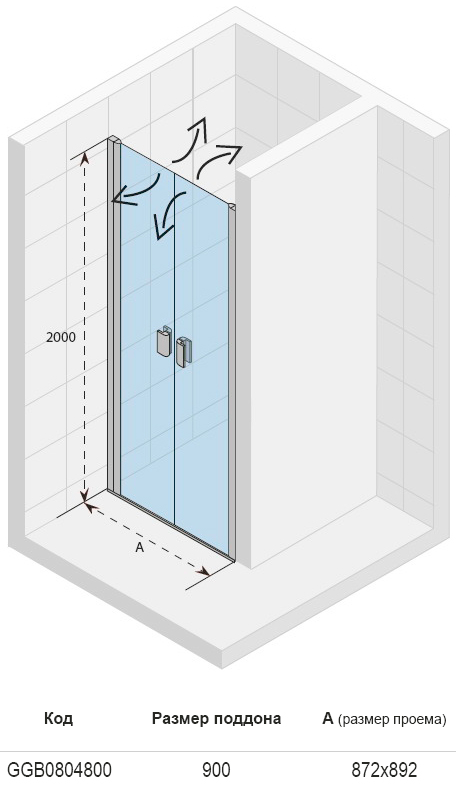 GGB0804800 Душевая дверь Riho Nautic Santreyd - Вид №1