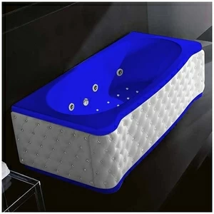 Ванна Gruppo treesse New Classic Young ATC-V674Q-DX-KBS-SI синяя с гидромассажем аэромассажем и дезинфекцией прямоугольная правая белая кожа кристаллы сваровски