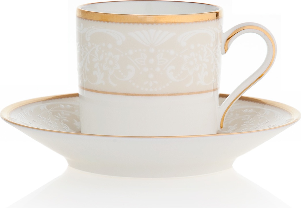1051730 Noritake Чашка кофейная с блюдцем Noritake "Белый дворец" 90мл Фарфор костяной 