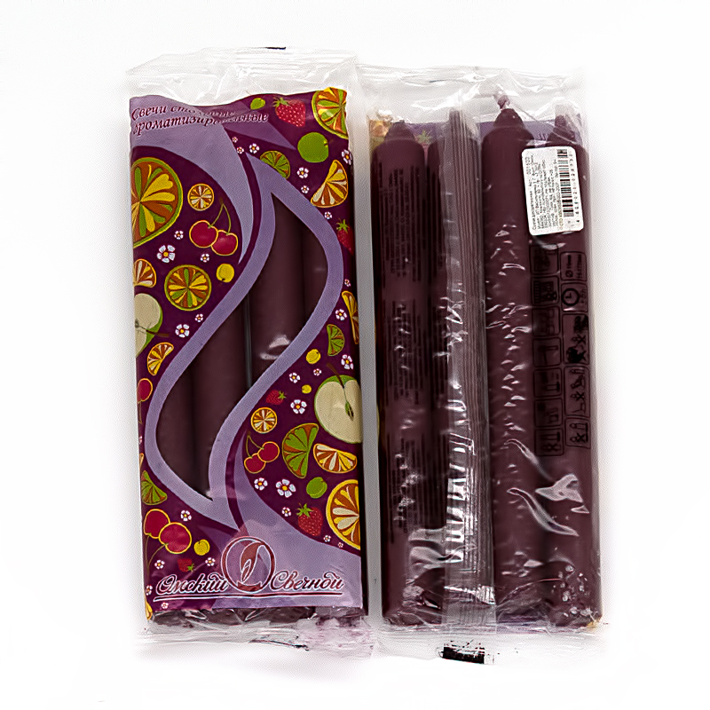 001522 Свеча столовая 1.9 х 17.5 см 40 г 4 шт. Вишня Омский Свечной 