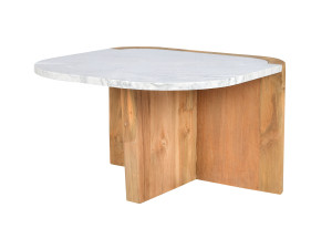 Квадратный стол из тикового дерева с столешницей из каррарского мрамора