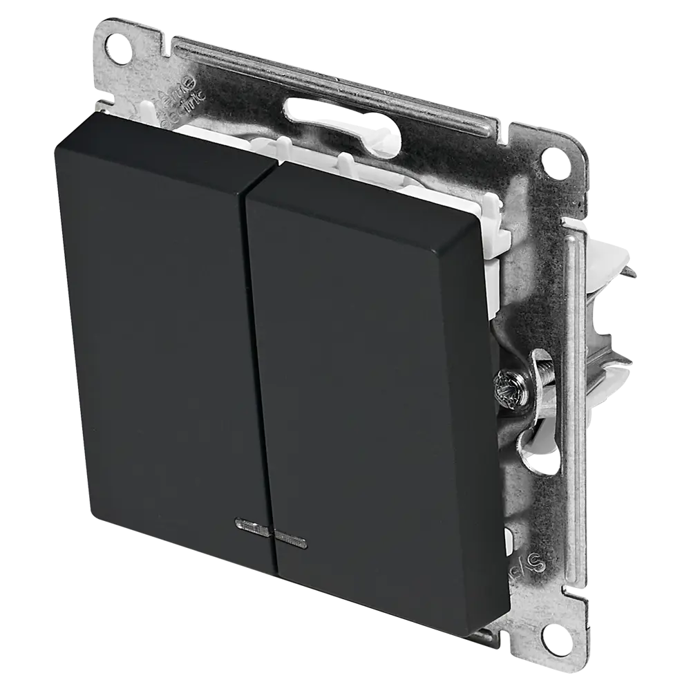 Выключатель встраиваемый Systeme Electric AtlasDesign 2 клавиши с подсветкой цвет базальт STLM-2003232 - Вид №1