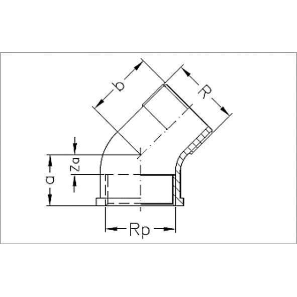 131211 SANHA 3121 PURAFIT угол 45° ВР-НР 1 мм  - Вид №1