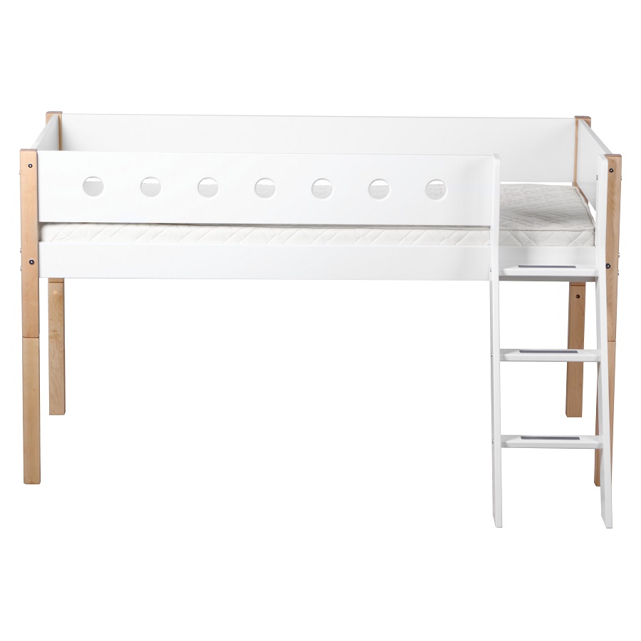 Кровать Flexa White с наклонной лестницей, 200 см, белая лакированная 801731195 - Вид №1