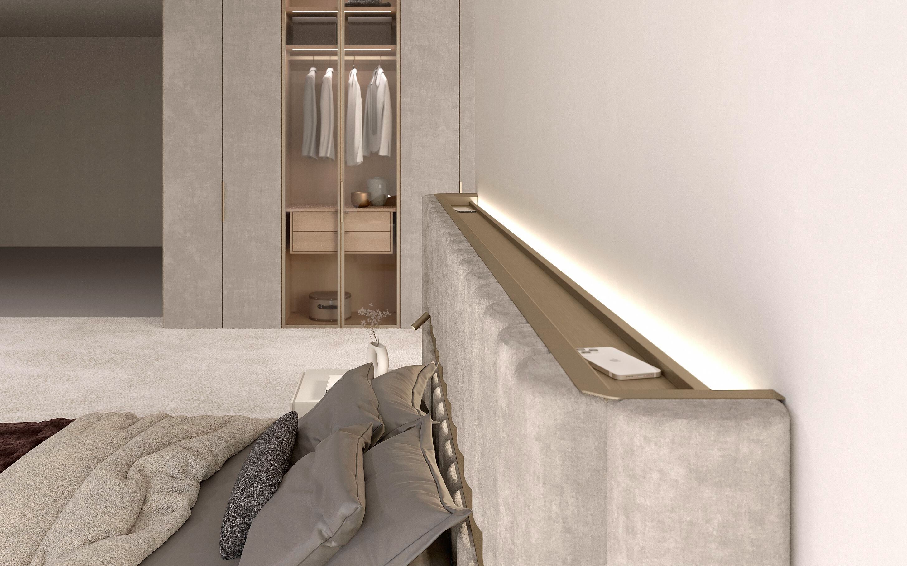 Двуспальная мягкая кровать из ткани Olivieri дресс-код ARCH-00076369 - Вид №4