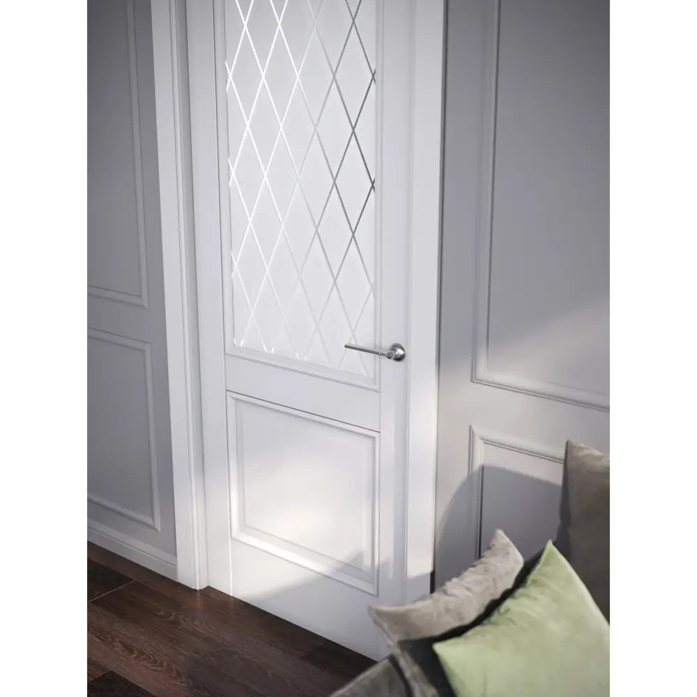 Комплект двери Палермо со стеклом 80x200 см полипропилен цвет аляска без доборов PORTIKA STLM-2121946 - Вид №2