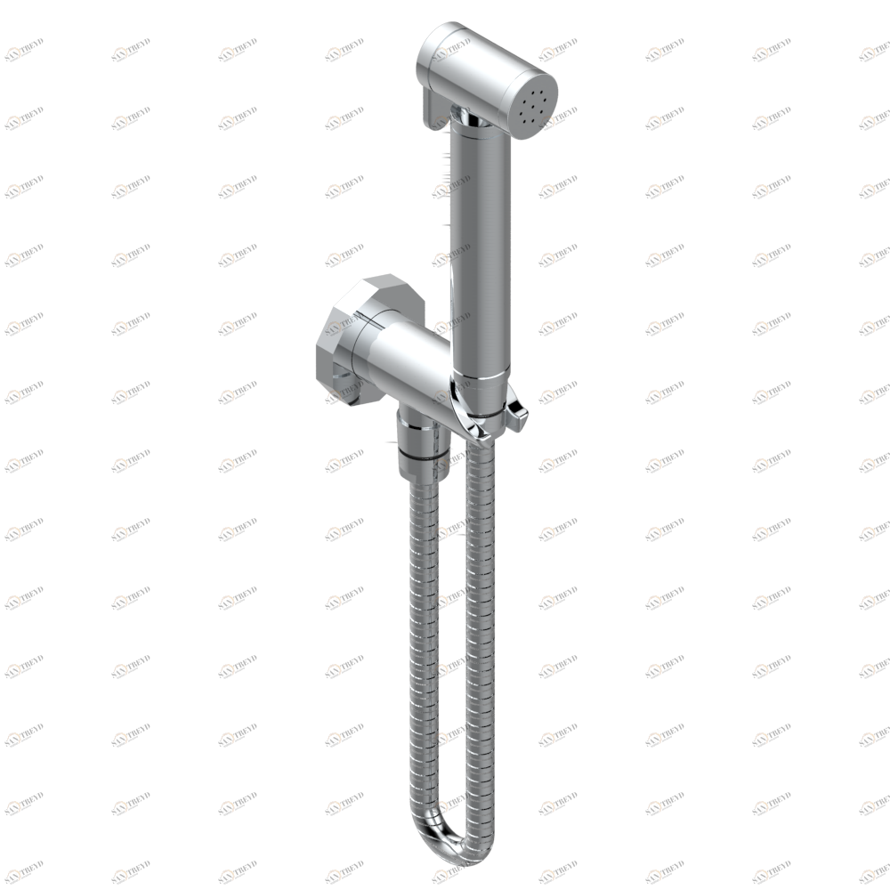 G8A-5840/9 Комплект для гигиенического душа: лейка с клапаном, усиленный шланг 1,25м и вывод для шланга со встроенным защитным остановом Thg-paris Les Ondes Хром G8A 5840/9 A02 CAT.A