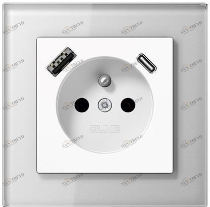 JUNG Стеклянная электрическая розетка с usb Prese elettriche con porte usb sun-id-1457605