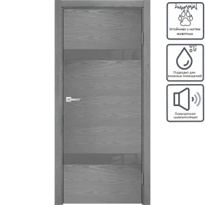 Дверь межкомнатная остеклённая с замком в комплекте Триумф 200x80 см ПВХ цвет серый