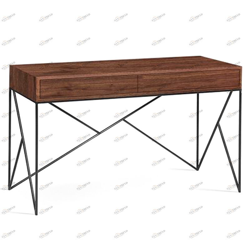 Консоль деревянная с ящиками и металлическими ножками американский орех Prince line box black INTELLIGENT DESIGN  260997 Орех;коричневый 