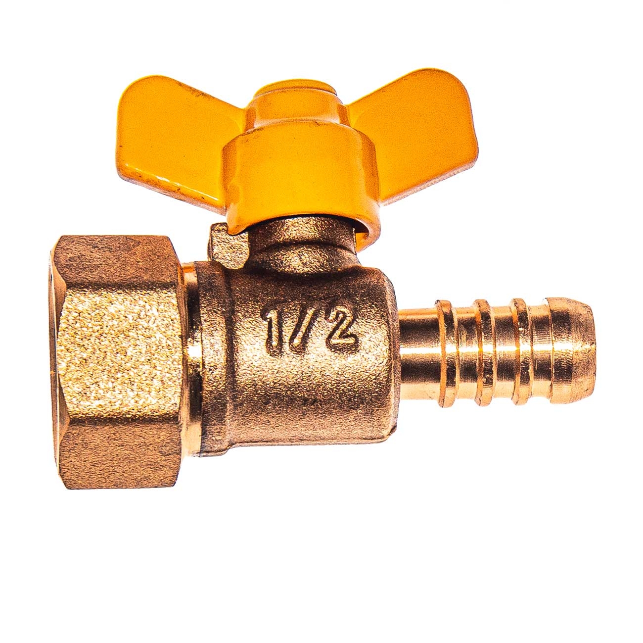 21720 Кран шаровой внутренняя резьба 1/2" со штуцером на 10мм, латунь LAB.Space  - Вид №1