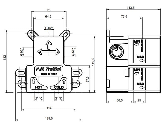 Встраиваемый корпус для смесителя для душа Rubinetterie Frattini 98011 ARCH-00032715 - Вид №2