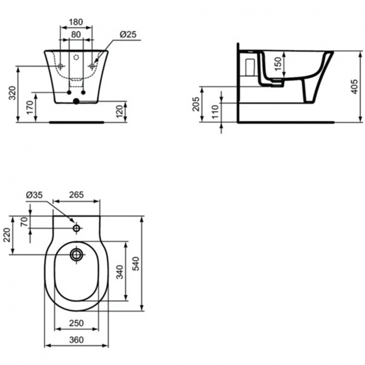E026601 Подвесное биде Ideal Standard CONNECT AIR - Вид №5