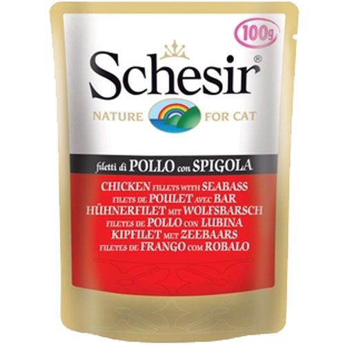 УТ0008886 Корм для кошек цыпленок, окунь конс. 100г SCHESIR 