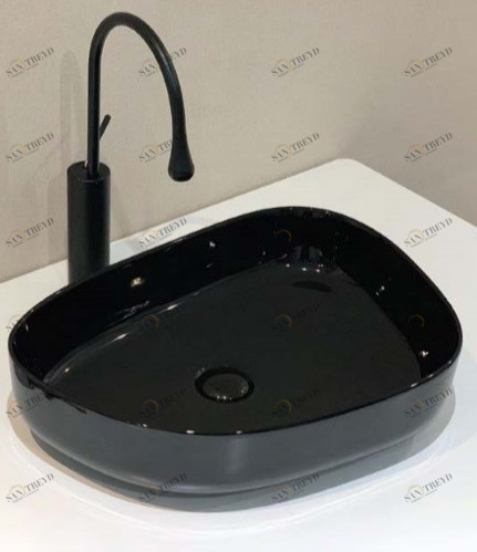 BB1435-NERO Накладная раковина на столешницу  овальная BELBAGNO 